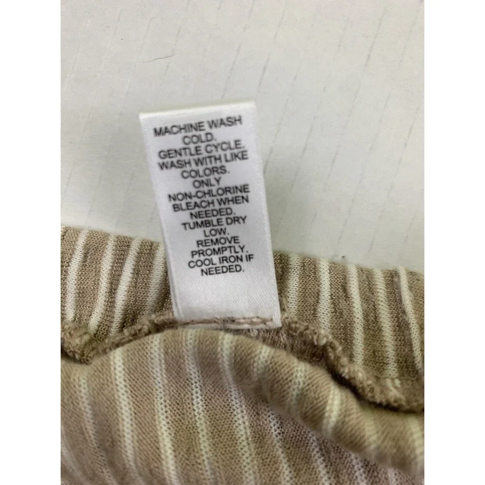EST 1946 Skort Shorts Skirt Size M Beige White Striped Faux Wrap Pull On